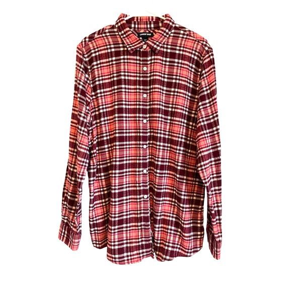 Lands' End pink flannel shirt buttons collar cotton pink - Picture 1 of 10